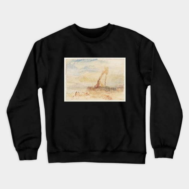 A Steamer and Passengers at a Pier, Ehrenbreitstein from Coblenz, 1841 Crewneck Sweatshirt by Art_Attack